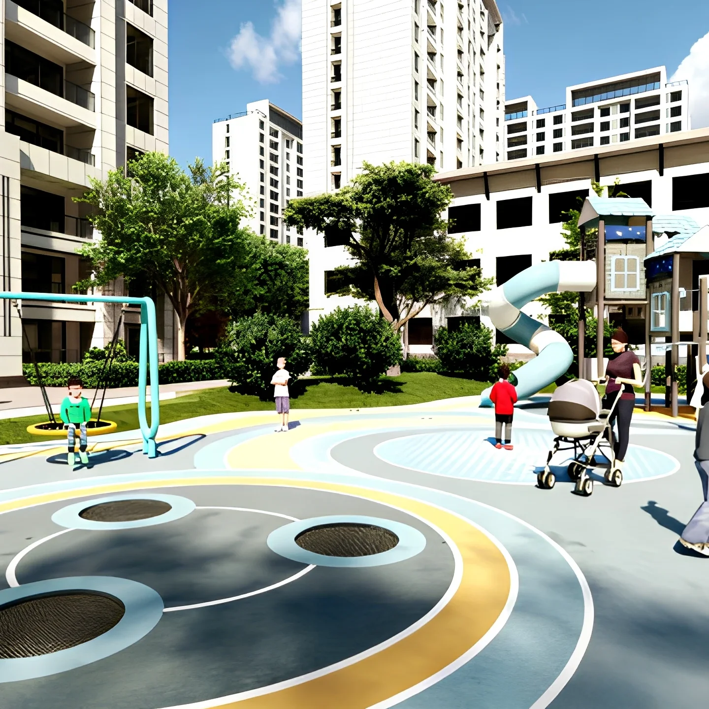 Commercial Outdoor Playground Set, Steel Wood Structure, Slide, Swing, Climbing Net, 500kg Load Capacity, Public Park