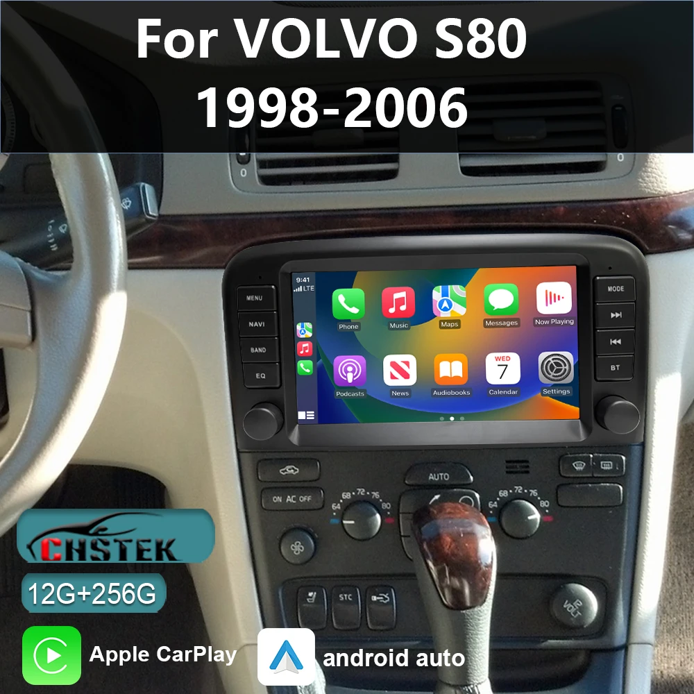 CHSTEK Car Radio Android 13 For Volvo S80 1998- 2006 Player WIFI Carplay Multimedia Qualcomm GPS interior Bluetooth Navigation