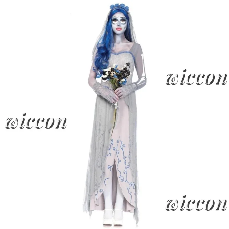 Sky05 Dress for Female Devil Cosplay Party Devil Corpse Bride Costumes Wig Halloween Women Scary Vampire Costume Clothes Wi99Ji*