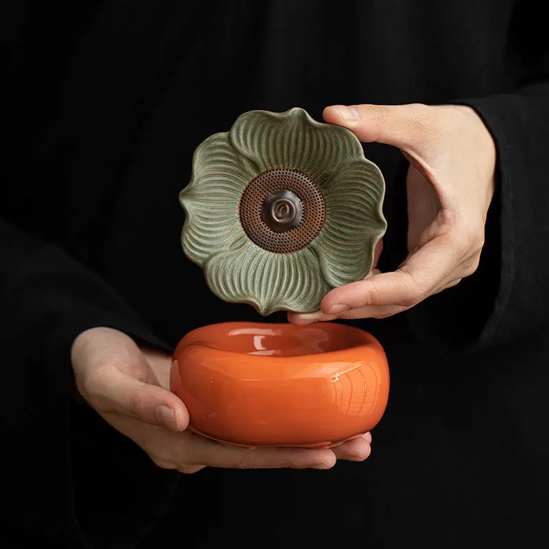 

Creative Ceramic Tea Strainer Filter Net Persimmon Ruyi Chinese Retro Tea Brewing Filter Kung Fu Tea Set Accessories