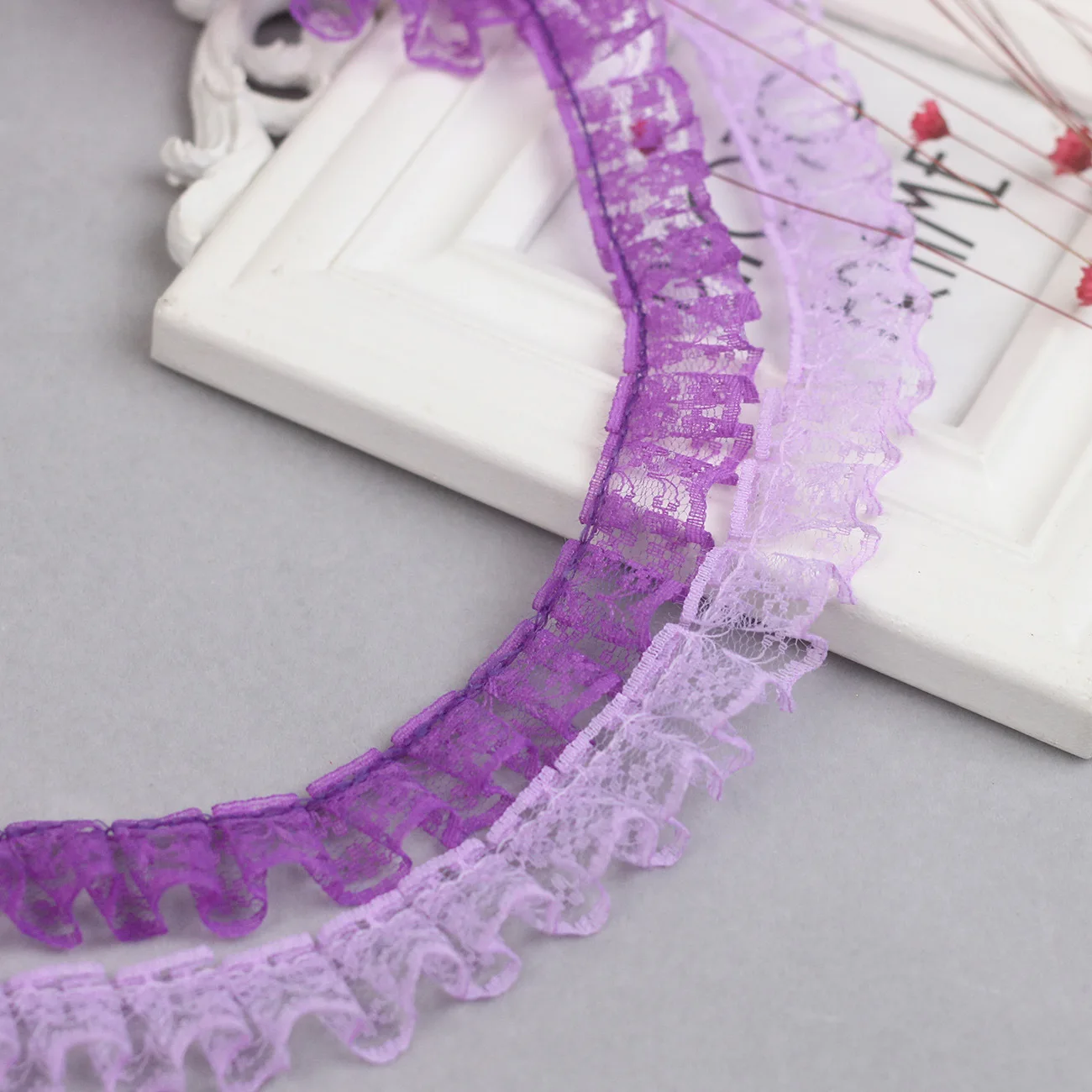 22 colors non-elastic lace DIY mesh lace clothing hair accessories pleated lace 35yard price