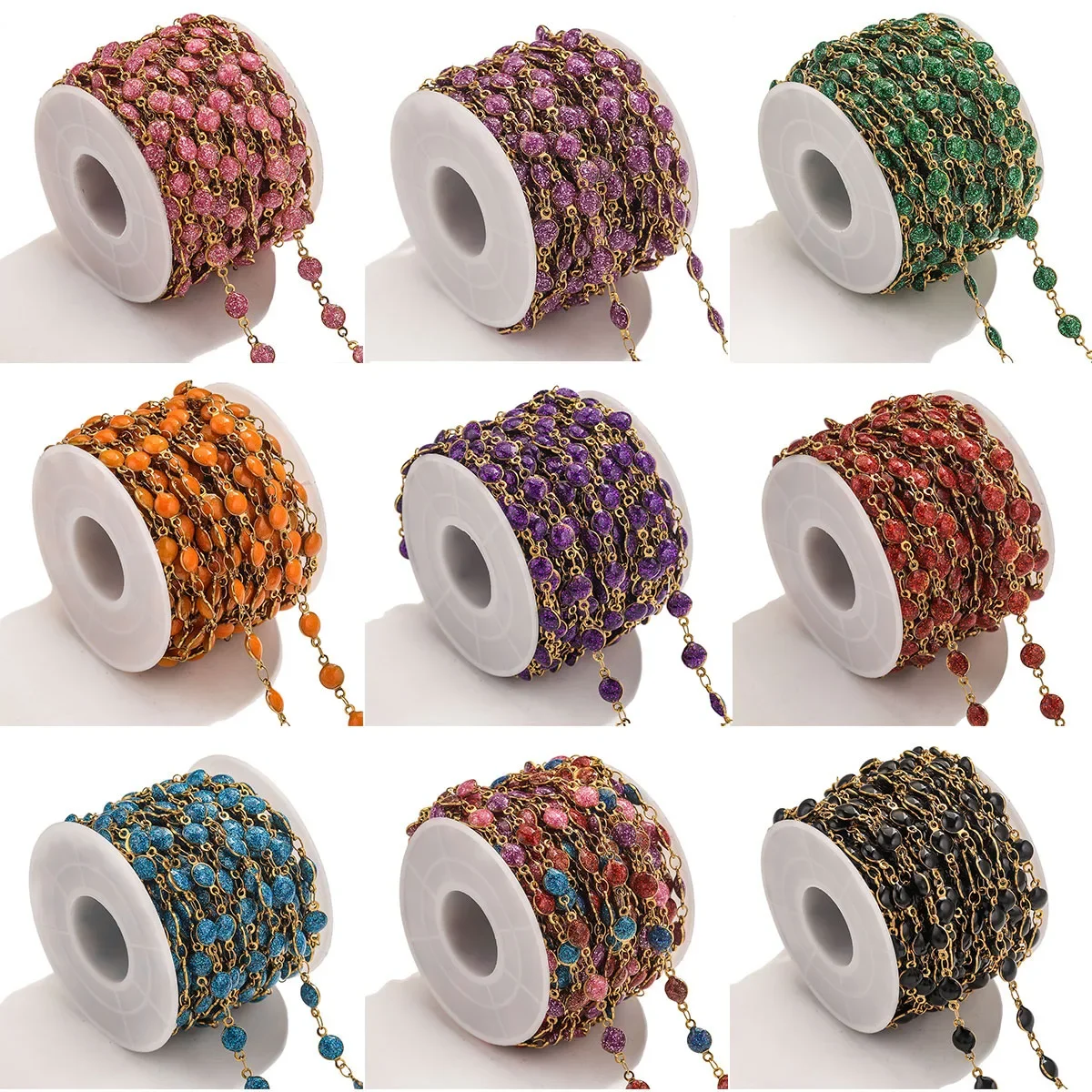 

1meter Stainless Steel Colorful Enamel Round Metal Chains for DIY Necklace Bracelet Jewelry Making Supplies Handicraft Wholesale