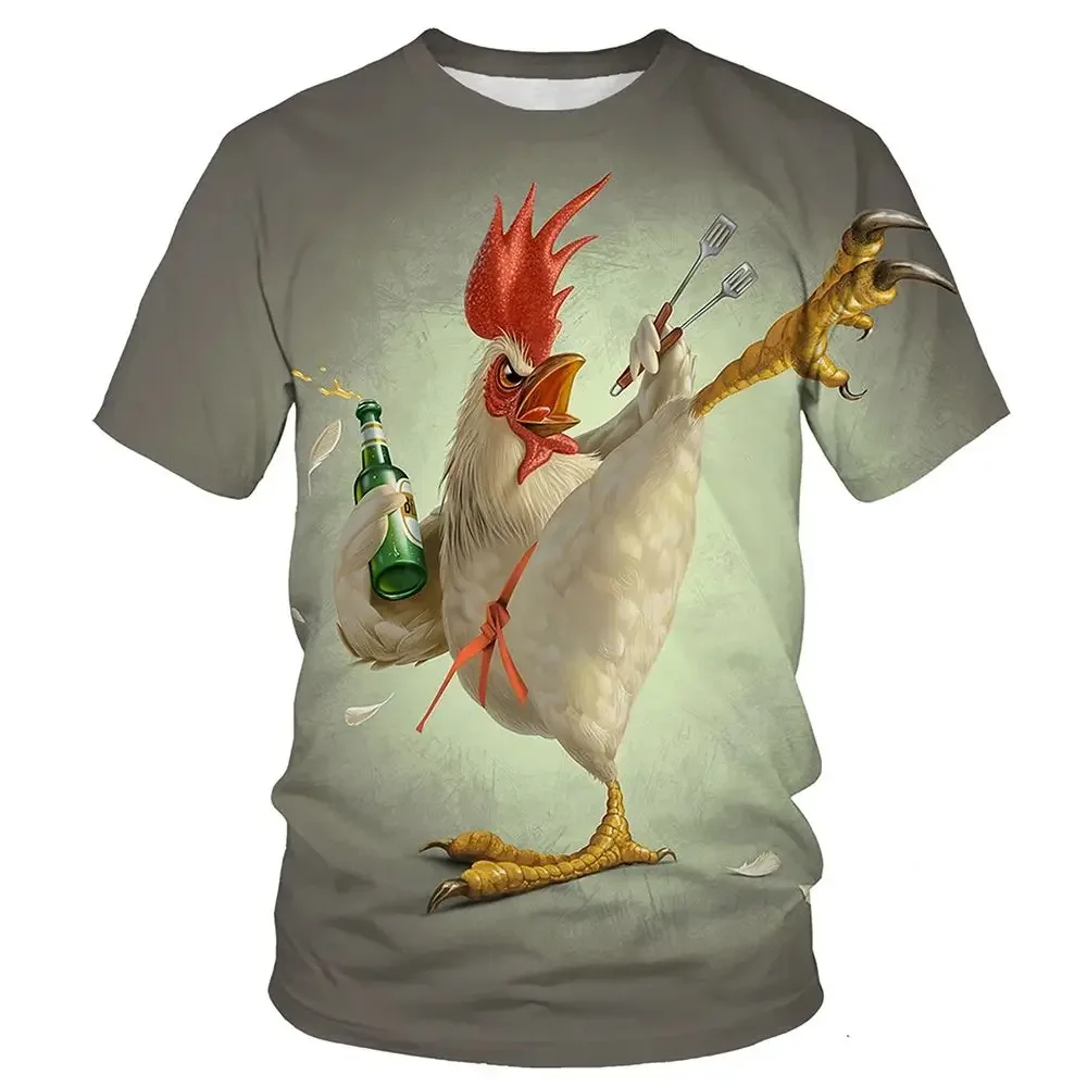 

Men's Summer Animal Fun Rooster Graphic Fashion Street Personality Funny 3d Printed Casual O Collar Short Sleeve Plus Size Top