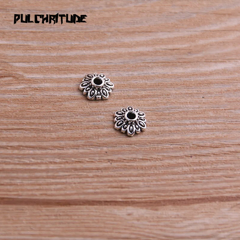 60pcs 8*9mm Two Color Receptacle Hollow Small Flower DIY Spaced Jewelry Accessories Charms For Jewelry Making