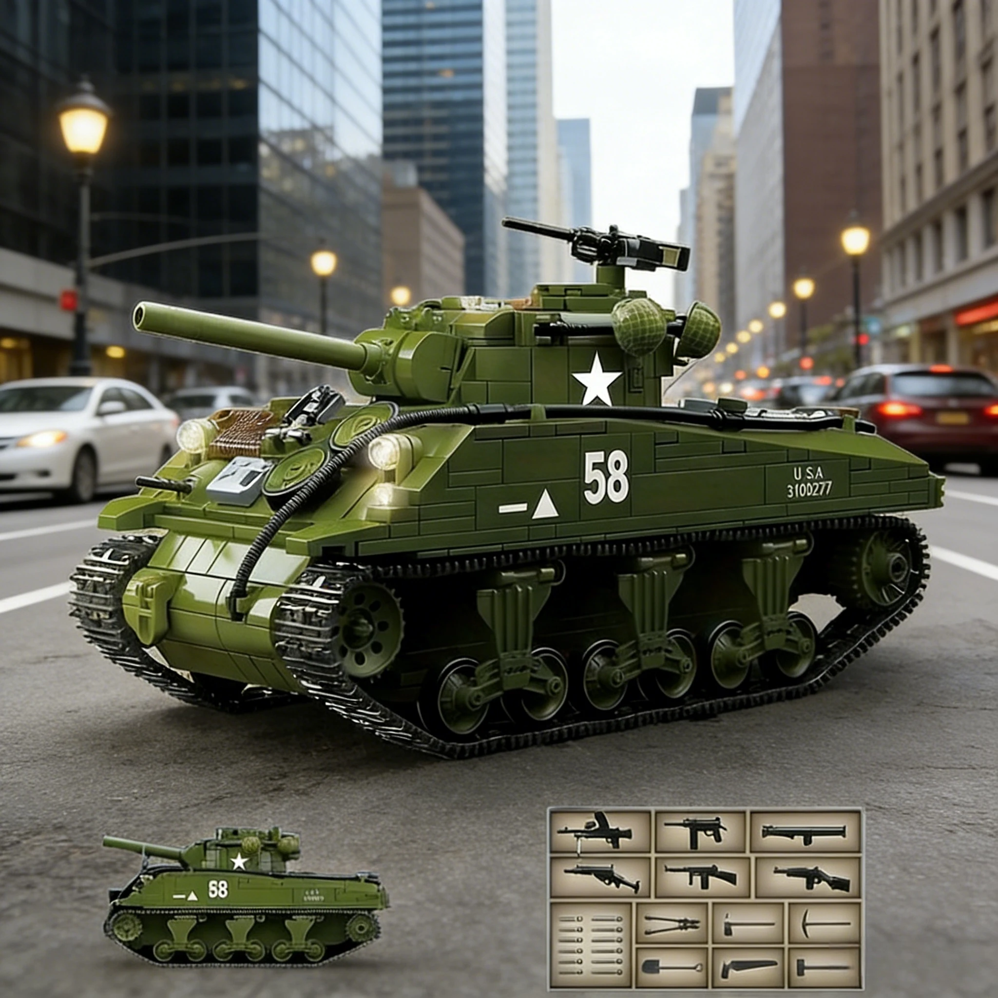 

1000 - PCS Vintage M4A3 Sherman Tank Building Blocks | Home Decoration | Festival Gift & Personal Collection Top Choice