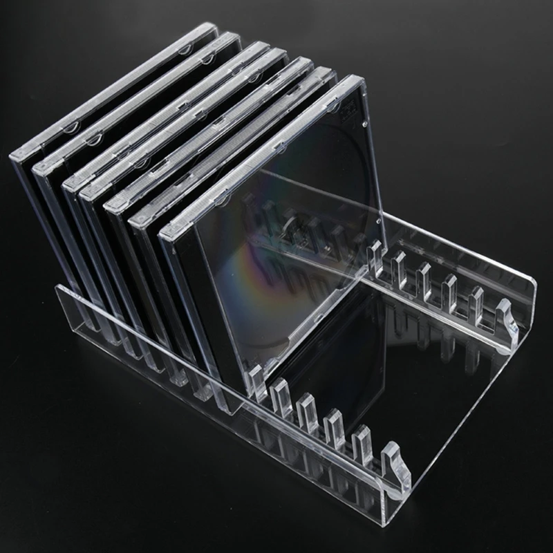 Y1UB Transparents Acrylic CDs Holder Cascading Storage Rack for Desk Organization