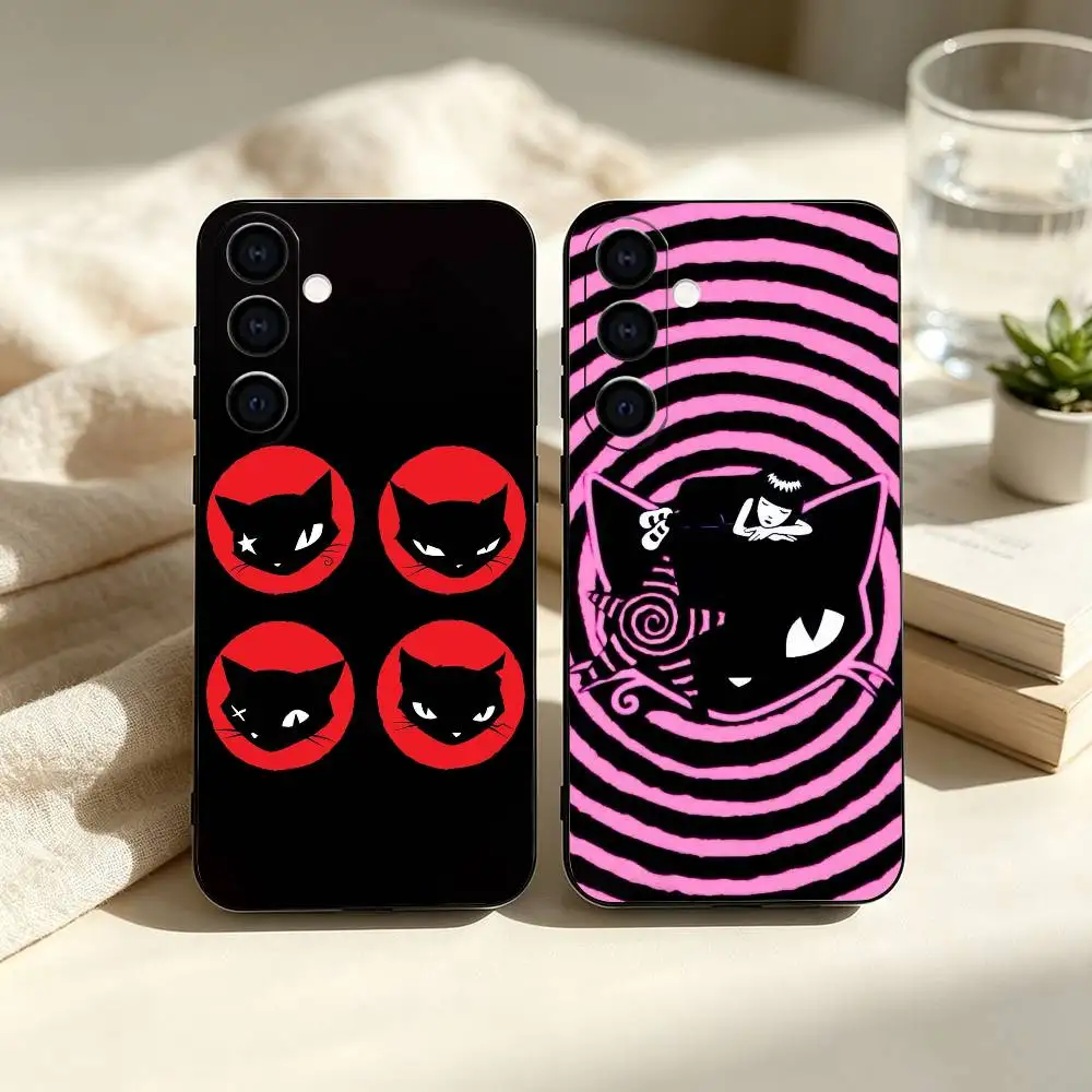 E-Emily The Strange Cat Emo   Phone Case For Samsung Galaxy A73,A72,A71,A70,A53,A52,A51,Others Soft Black Cover