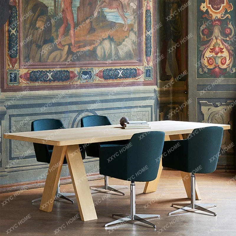 

HMJc minimalist solid wood office long table desk long workbench negotiation rectangular conference table