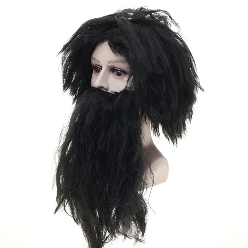 COS Halloween Wig Show Dress Up Aboriginal Wig Savage Wig Headgear بالإضافة إلى مجموعة اللحية