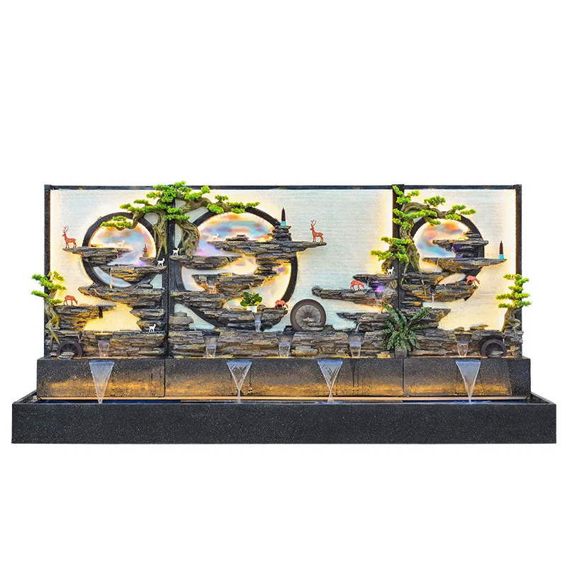 

Rockery Flowing Water Double-Sided Curtain Wall Fish Pond Screen Living Room Club Ornament