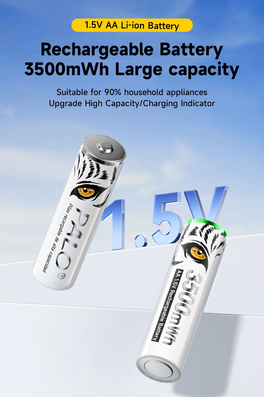 PALO 1,5 V AA wiederaufladbare Batterie 3500 mWh Lithium-Batterien für ferngesteuerte elektrische Spielzeuge, Mäuse, Uhren und Radios – Detail 1