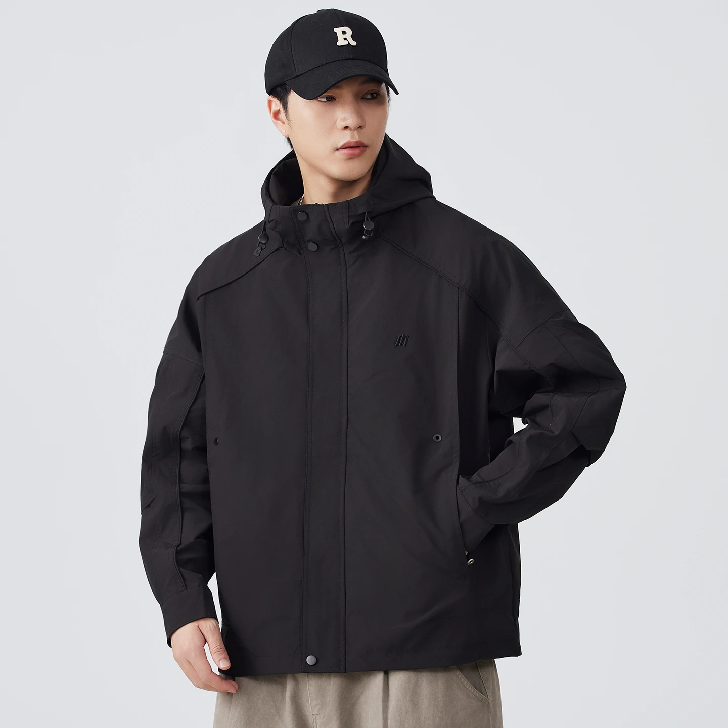Autumn Outdoor Hooded Jacket Men Fashion Techwear Loose Casual Cargo Jacket Cityboy Streetwear Coat Outerwear Man Clothes