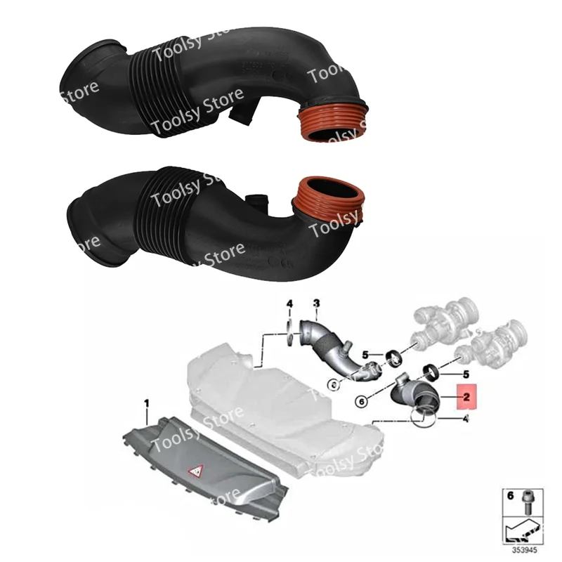 

1 пара воздухозаборной трубы двигателя для F15 F16 X5 X6 2013-2019, шланг воздухоочистителя 13717638569 13717638568