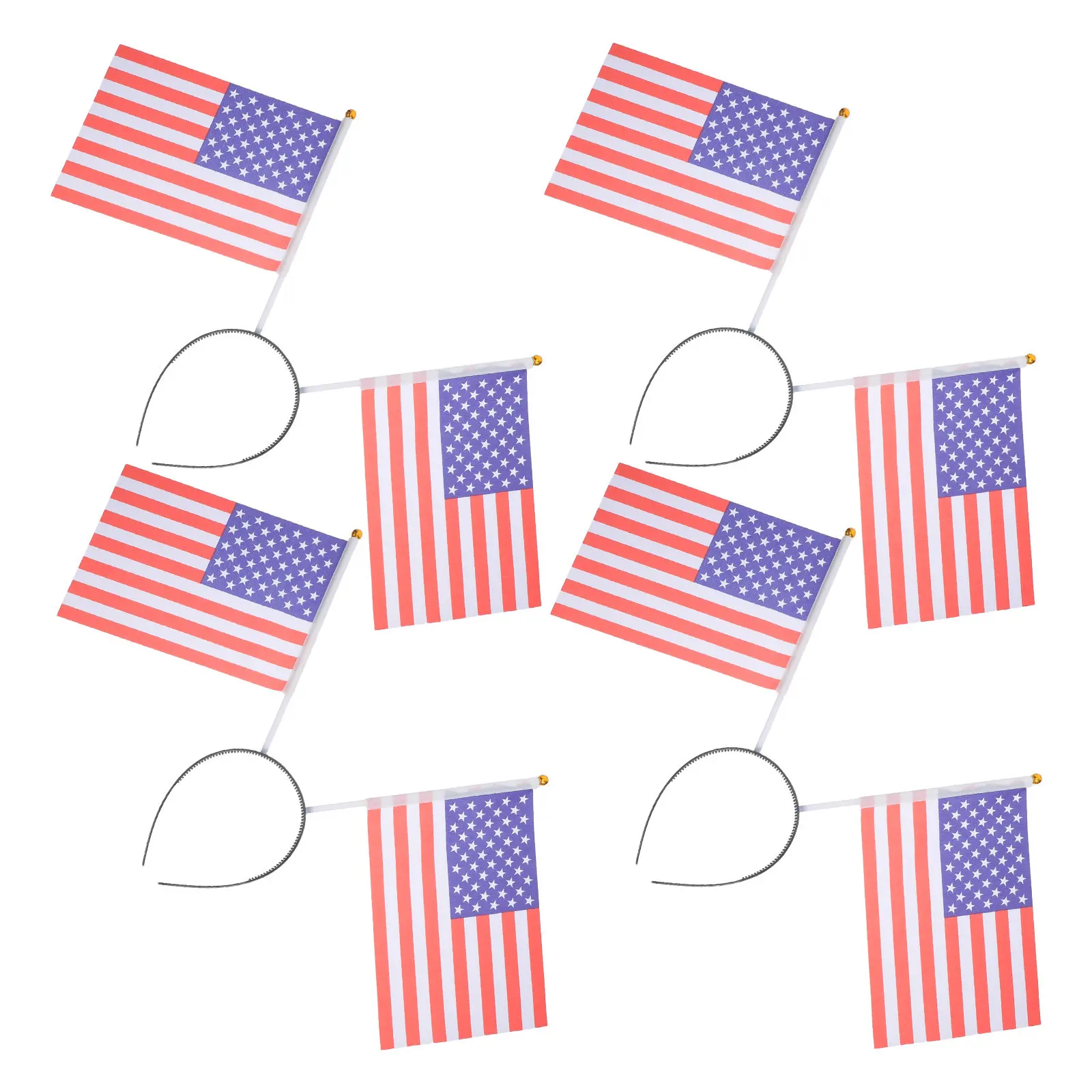 

Набор из 4 легких спортивных повязок на голову с флагами: Футбольный флаг, Флаг США, Флаги для болельщиков. Аксессуары для чирлидеров, для поддержки команды.