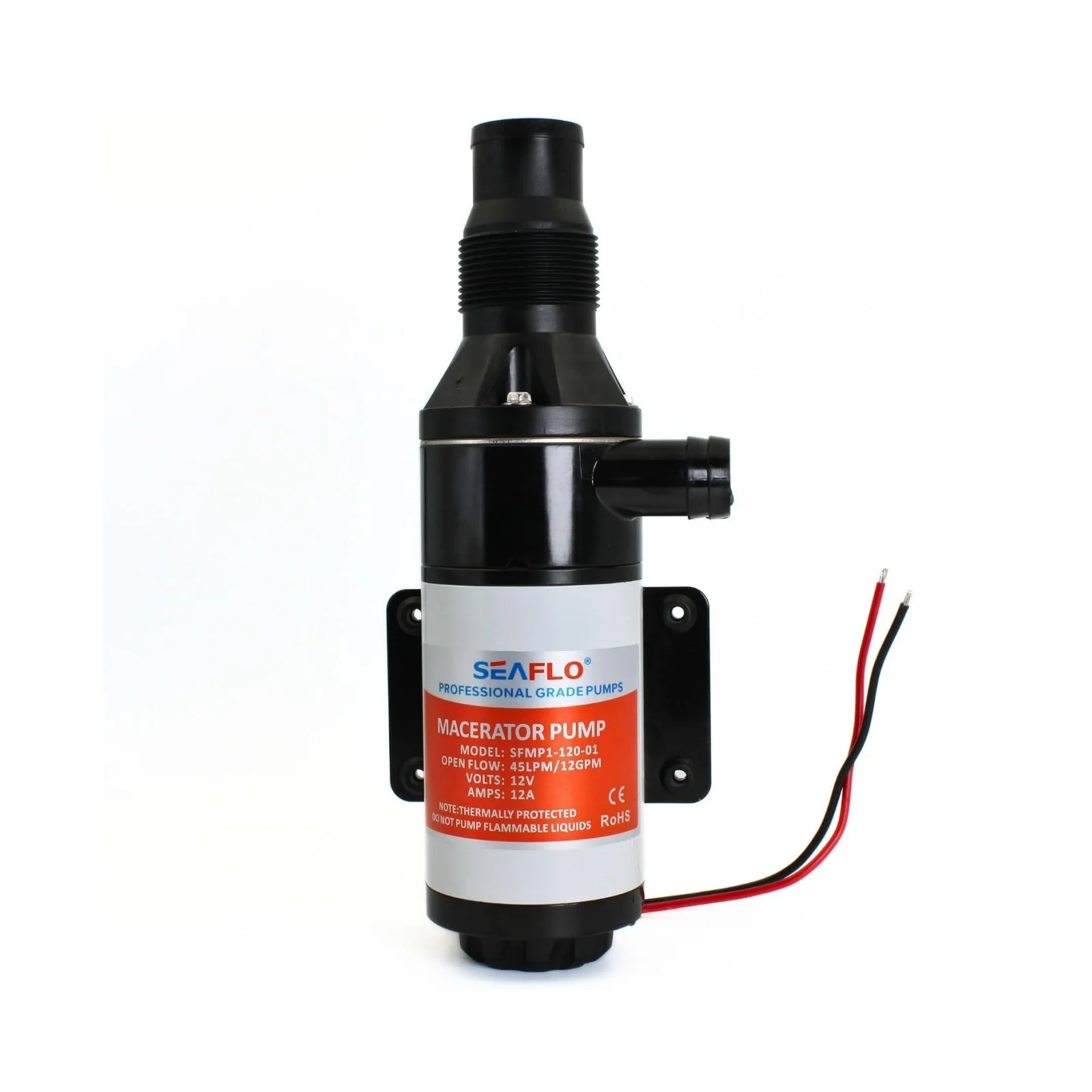 SEAFLO 12V/24V 12 GPM Macerator Waste Water Pump 01Series Anti-Clog Feature for RV Boat Marine Trailer Toilet Sewer