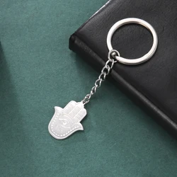 Stainless Steel Keychain Kabbalah Hand Fatima Hamsa Pendant Car Bag Keyring for Women Men Jewelry Travel Protection Amulet Gift