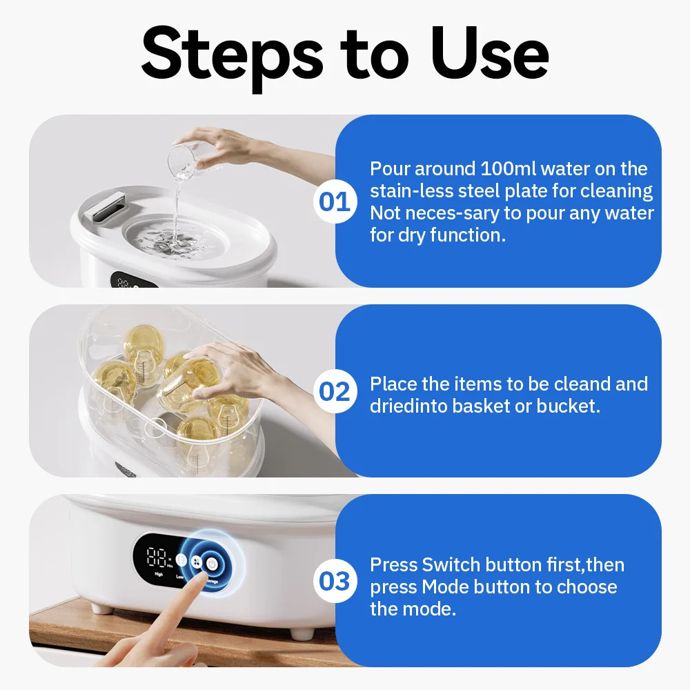 معقم الزجاجات الكبيرة ومجفف البخار الكهربائي معقم زجاجات الأطفال المطهر لزجاجات الأطفال اللهايات جزء مضخة الثدي #5