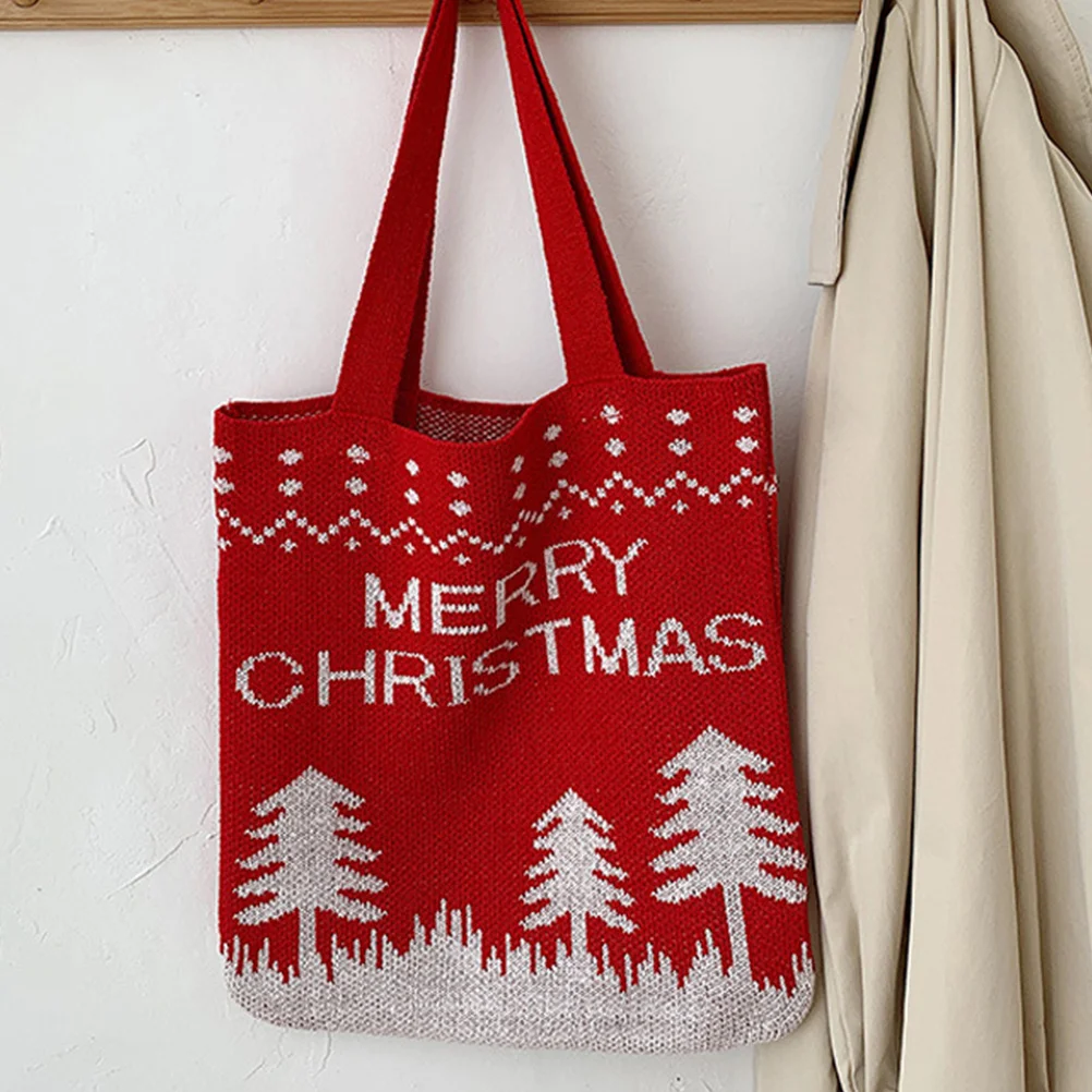 

Christmas Tree Pattern Shoulder Bag Large Capacity Tote for Girls Daily Travel Beach Party Shopping Xmas Gift Christmas Tote Bag