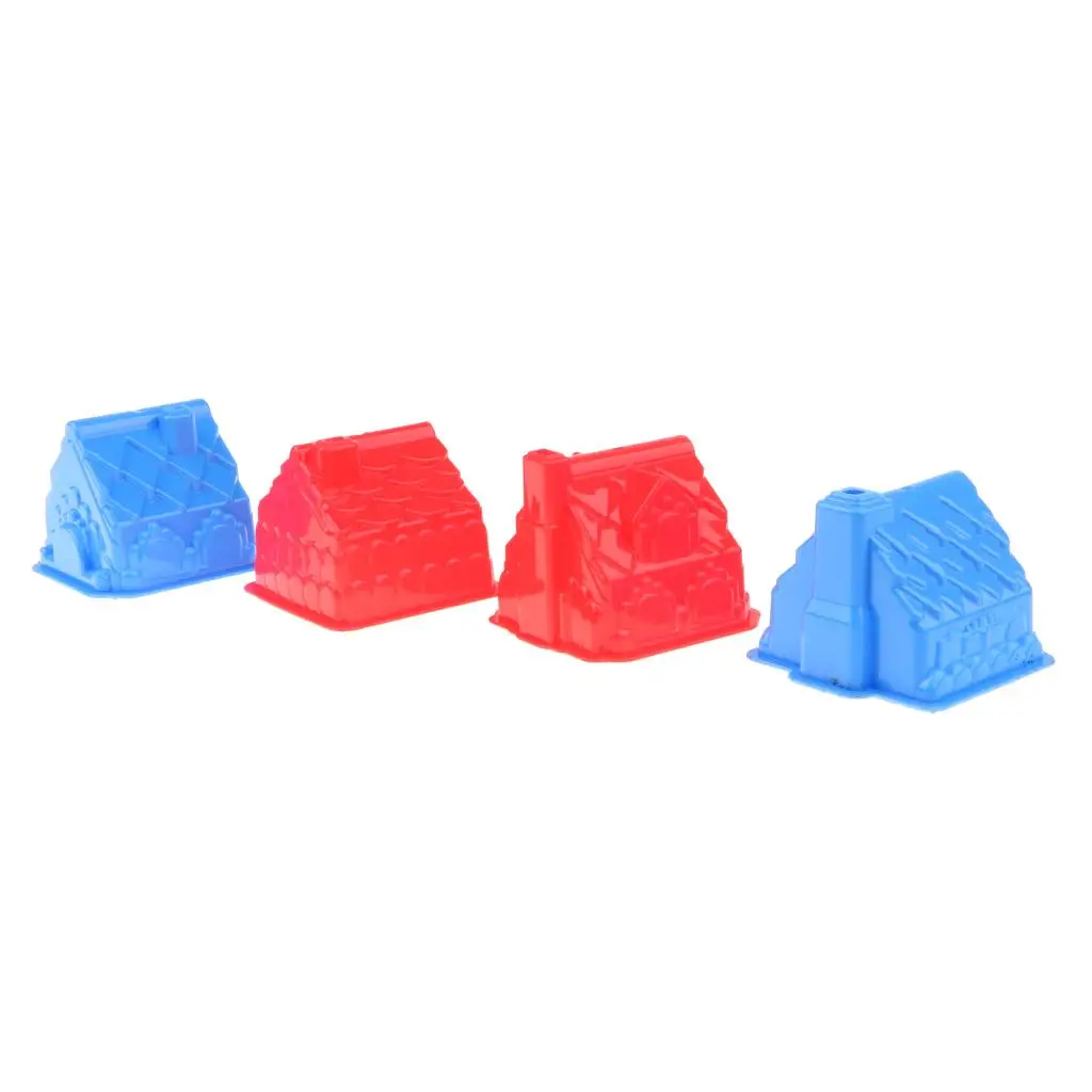 4 Pieces of House Building Sand Molds Kids Beach Sandcastle Toy Gift