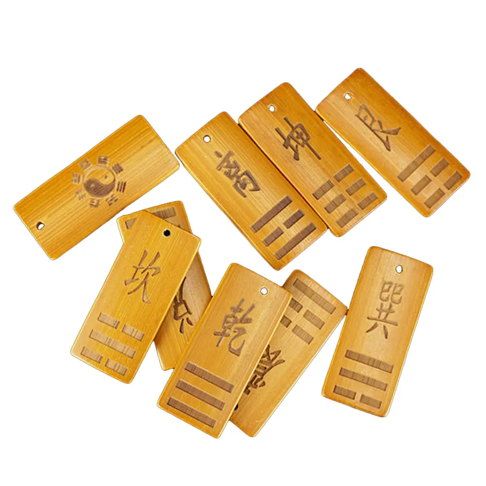 9 stks Bagua Waarzeggerij Gereedschap Houten Waarzeggerij Kaarten Lichtgewicht Draagbare Decor Thuiskantoor Gebruik Chinese Spirituele