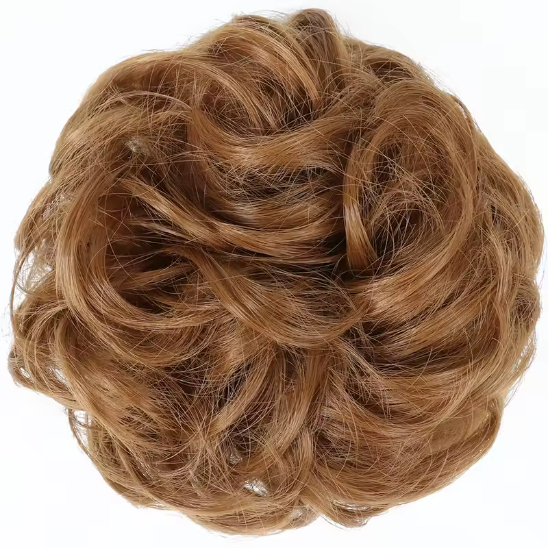 Azqueen Synthetic Messy Bun Chignon Donut Gary Brown Color Hair Bun Pad Elastic Hair Rope Rubber Band Hair Extensions - Image 27