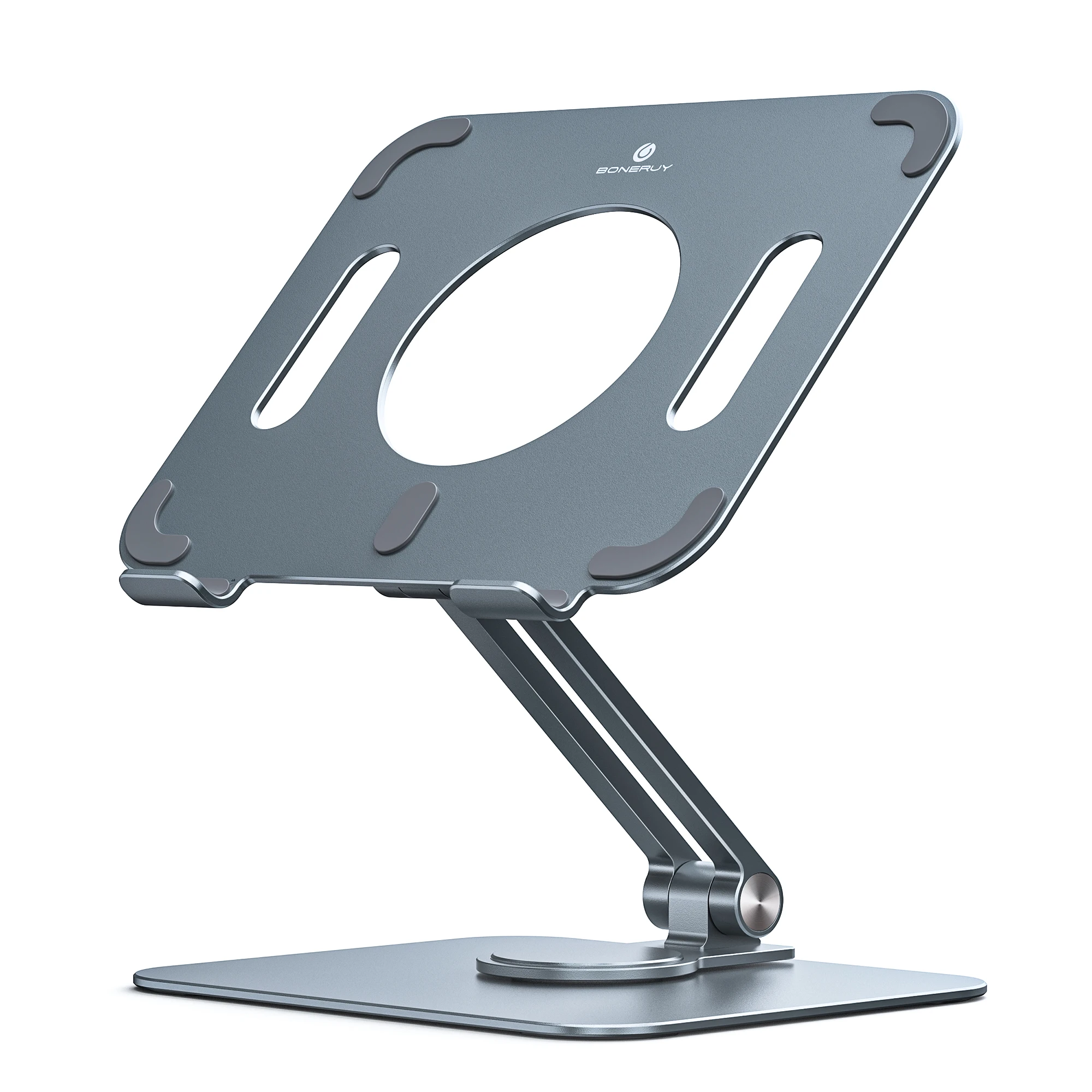 360 Rotation Tablet Stand Desk Riser Multi-Angle/Height Adjustable Foldable Holder Dock For 5-13.9 Inch Phone iPad Tablet Laptop