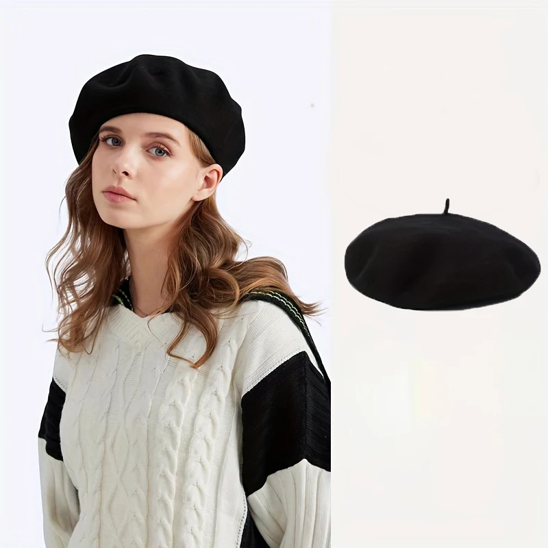 

1pc Y2K Fashion Beret for Women, Candy-Colored Artist Cap, Lightweight Knitted Non-Stretch,Versatile for Autumn and Winter