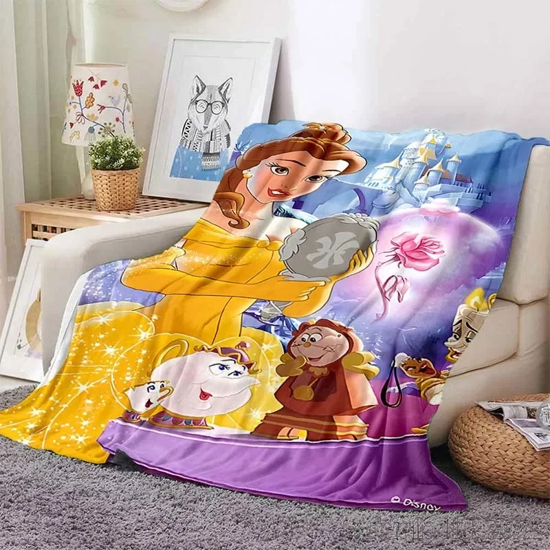 La belle et la bête-Couverture moelleuse pour enfants, housse de canapé-lit, couette douce, jeté de glouton, cadeau pour fille, quatre saisons