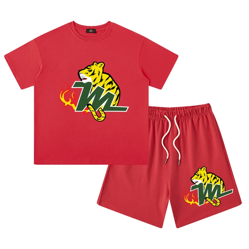 Kids Short sleeve Sets Summer Designer Boys Clothes Tiger Tees Cotton shorts Suit Boys T-shirt Casual Wear Child Festival Gifts