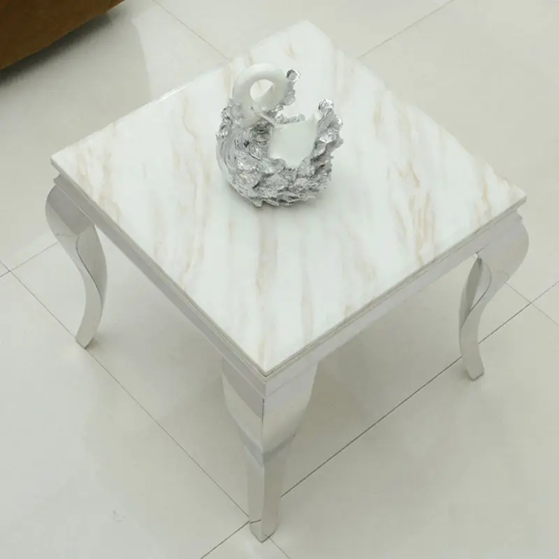 A few small coffee tables with luxurious gold edges. Marble tempered glass cube A few high-grade square corners beside the sofa