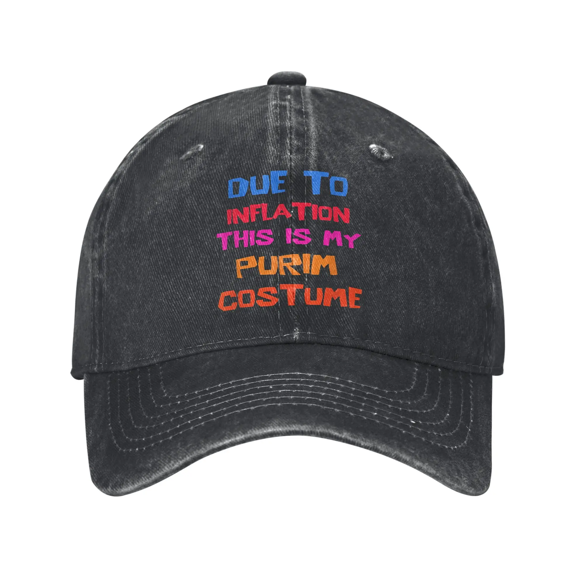 Vintage Purim Due To Inflation This Is My Purim Costume Baseball Cap Unisex Distressed Denim Headwear Jewish Outdoor Gift Hat