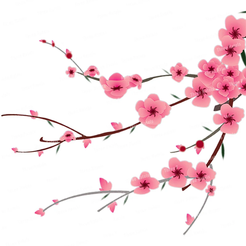 

Three Ratels QCF237 Classic and Elegant Flower Branches Personalized Customization Wall Stickers Waterproof Self adhesive