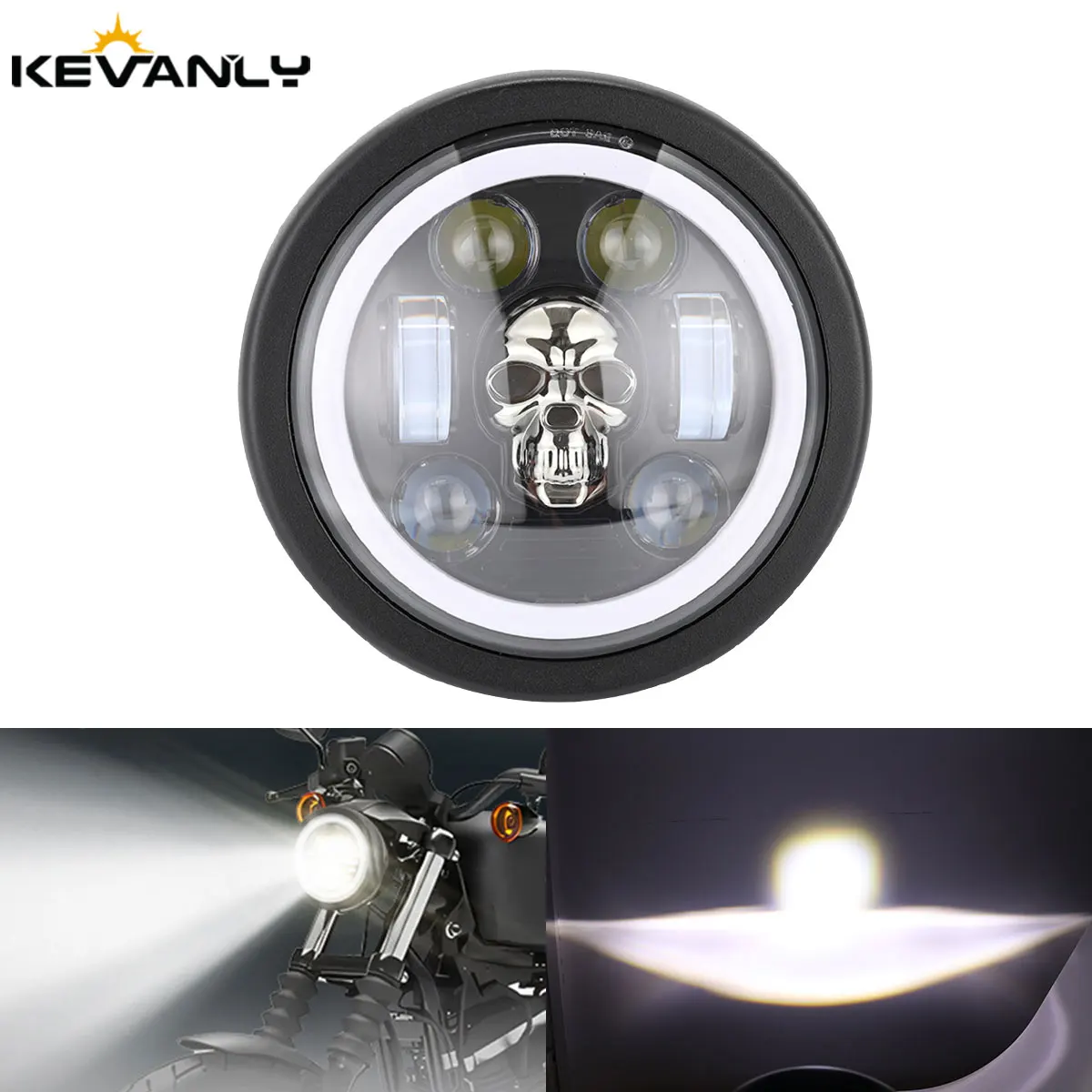 

5.75 inch LED Headlight Projector Halo Ring Motorcycle 5 3/4" High Low Beam DRL Turn SignalFor Dyna Softail Sportster 883 XL883