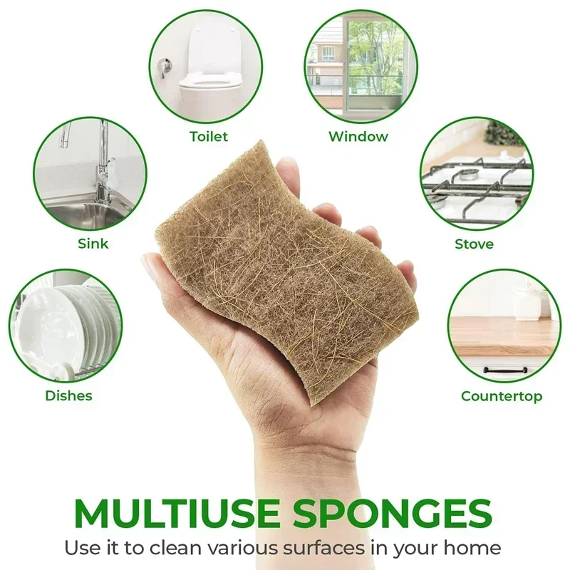 Eco-Friendly Natural Plant Scrub Sponges and Coconut Scrubber Sponge Natural Sponges for Dishes Eco Friendly Kitchen Accessories