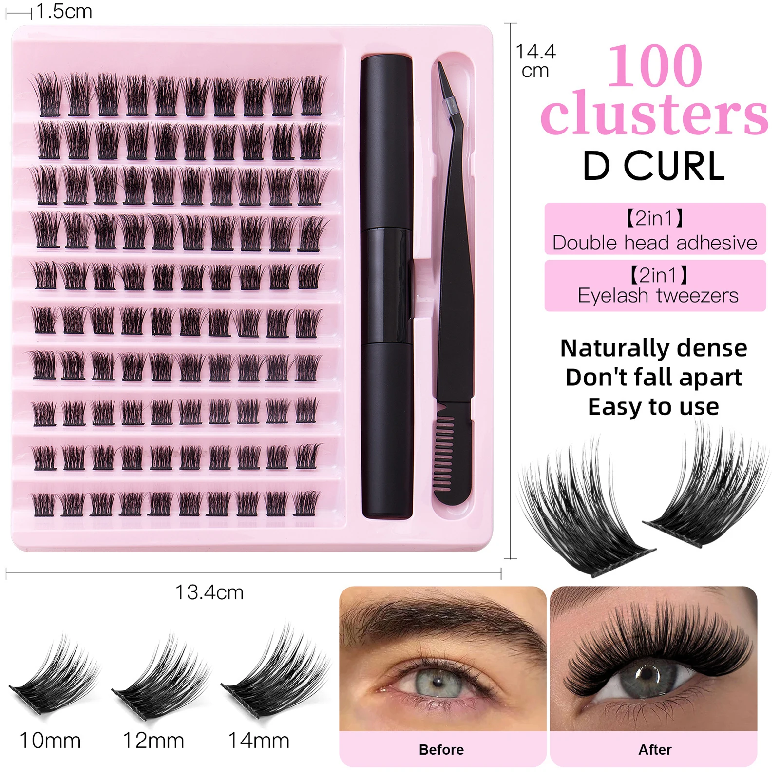 Bond En Seal Wimpers Kit 100Pcs Clusters Natuur Wimpers Extensie Set D Curl Individuele Wimper Lash Professionals Make-Up