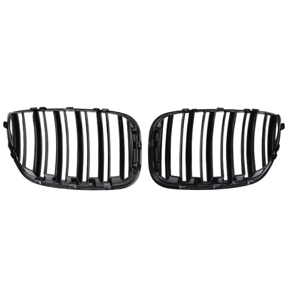 For BMW X5 E53 2004 2005 2006 Car Grille Double Line Front Kidney ABS Front Hood Grill Black 51137113733 51137113734 Accessories