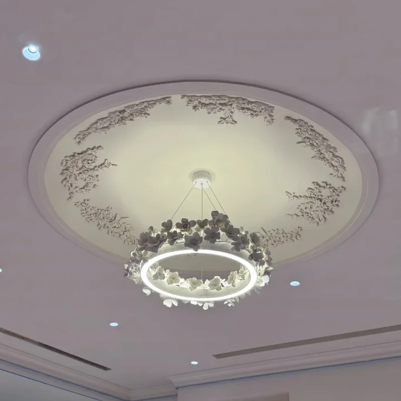 

French Flower Pendant Light With Circular Relief And Sense Of Luxury Antique Style Pendant Light For Living Room Dining Room Led
