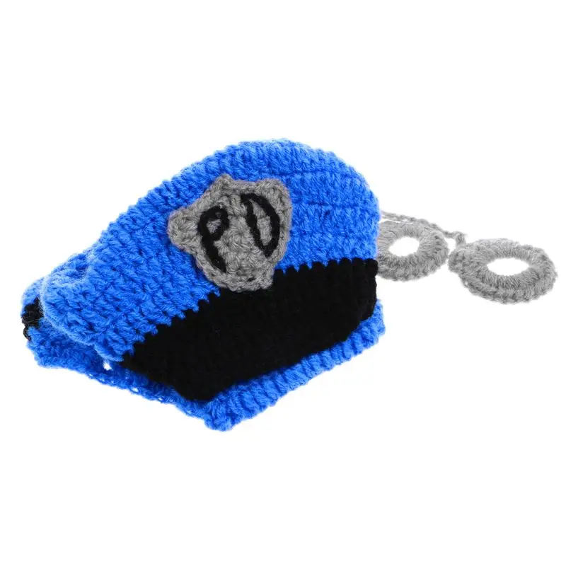 Newborn for Police Design Photography Props Knitted Crochet Warm Photo Costume Baby Hat And Pant Suit Girl Boy Clothes