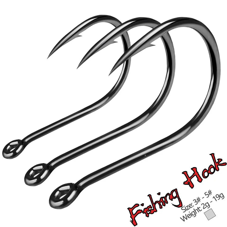 100PCS/SET 3#-15# High Carbon Steel Crank Fishing Hook Round Flat Offset Wide Offset Fishing Hook For Soft Worm Carp Bait