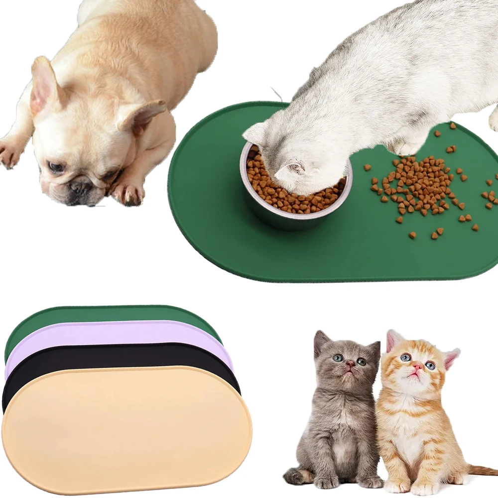 

Silicone Pet Food Mat Dog Cat Feeding Pet Bowl Tray Mats High Lips Anti Overflow Waterproof Pet Feeding Pad Not Easily Overturn