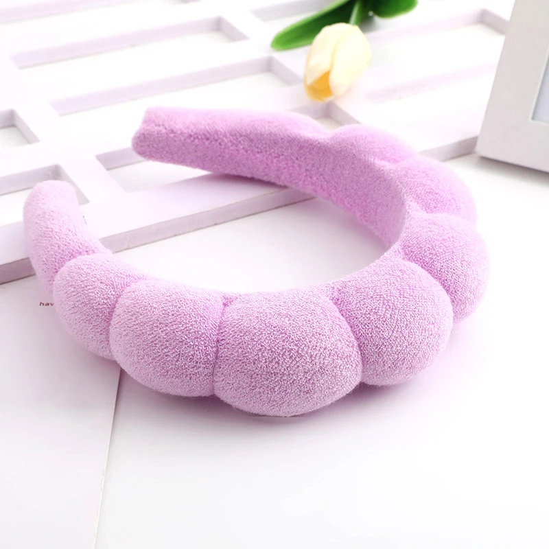 Fashion Solid Color Cloud Sponge Headband Washing Scrunchies Puffy Headband Washing Face Makeup Shower Skincare Hair Band