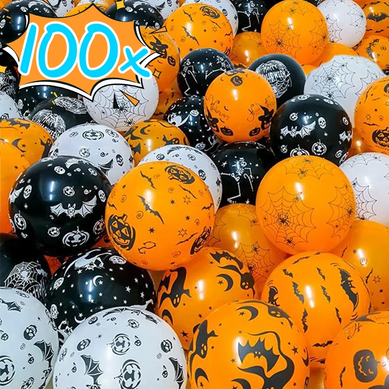 Halloween Orange Black Pumpkin Skeleton Ghost Latex Balloon for Halloween Party Round Balloons Decoration Supplies Wholesale