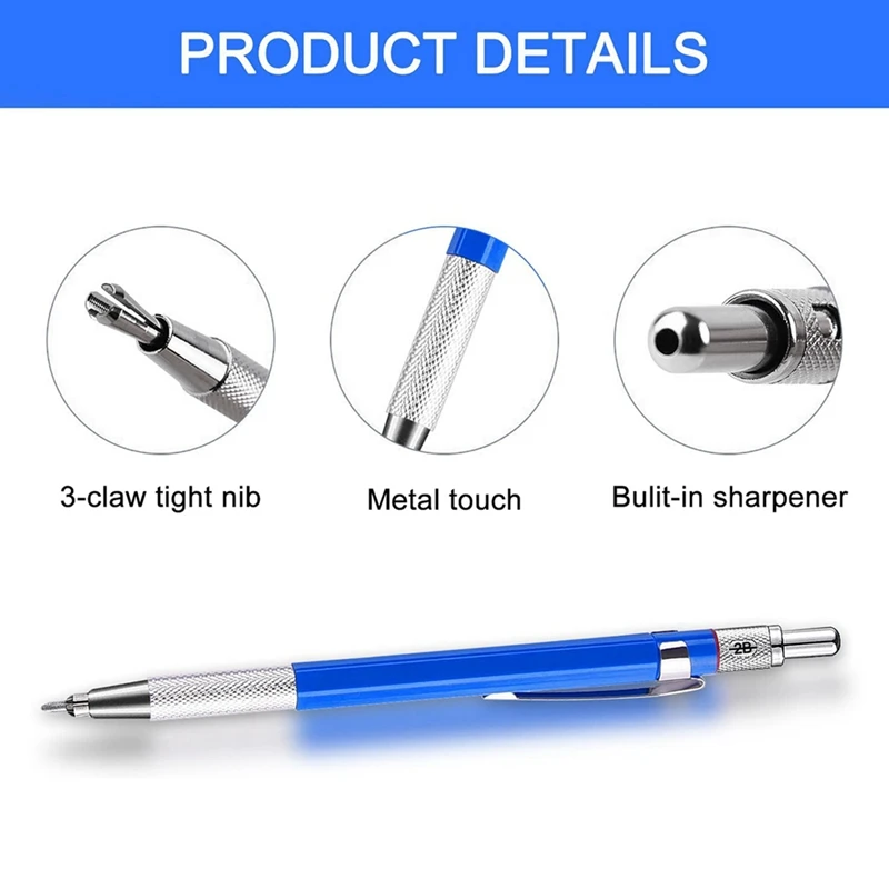 4X Silver Streak Welders Pencil With 48X Round Silver Refills, Metal Marker Pen Metal Carbide Scriber Mechanical Pencils