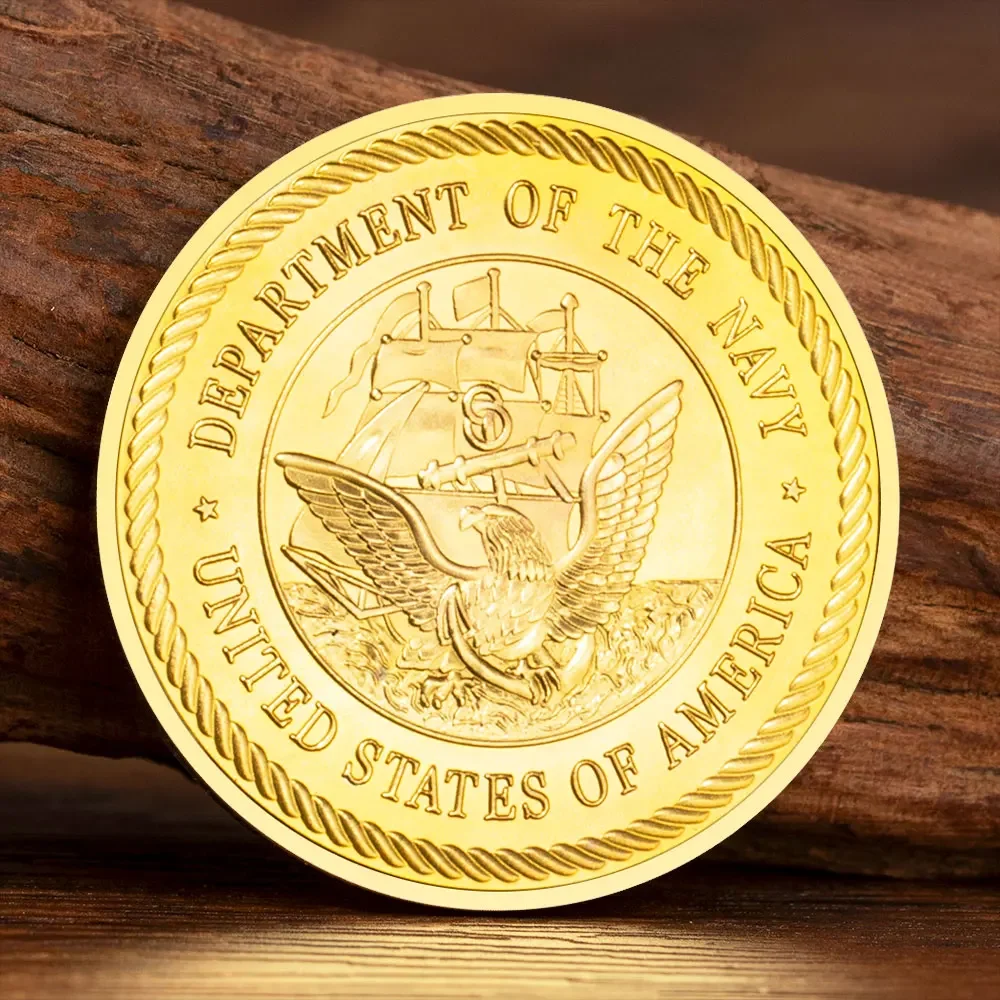 Seal Team Sea Land Air Souvenir Coin Department of The Navy Golden Plated Collection Coin