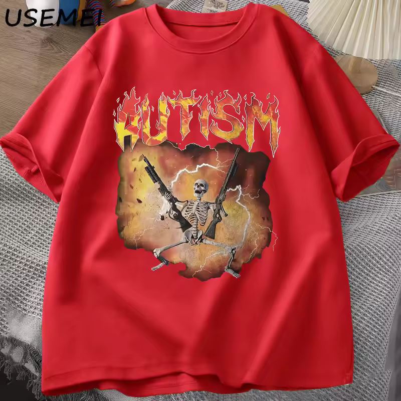 Autistic Funny Skeleton T-Shirt Men Women Autism Meme Graphic T Shirts Harajuku Fashion Cotton Vintage T Shirt Unisex Streetwear - Image 11