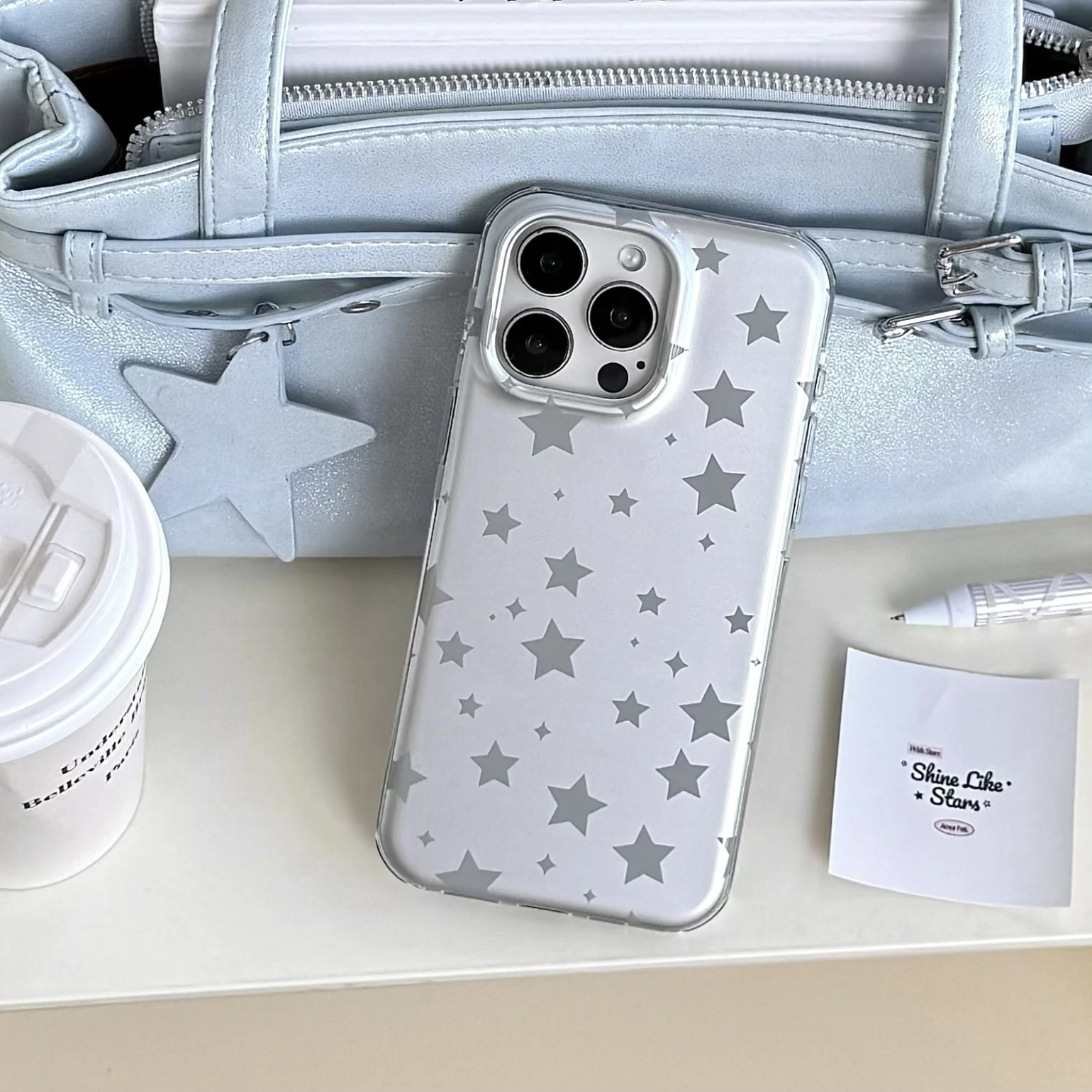 Koreanische INS Galvanisierte Silber Vollbild Sterne Muster Telefon Fall für iPhone 16 15 14 13 Pro Max Zurück Telefon Abdeckung Capa