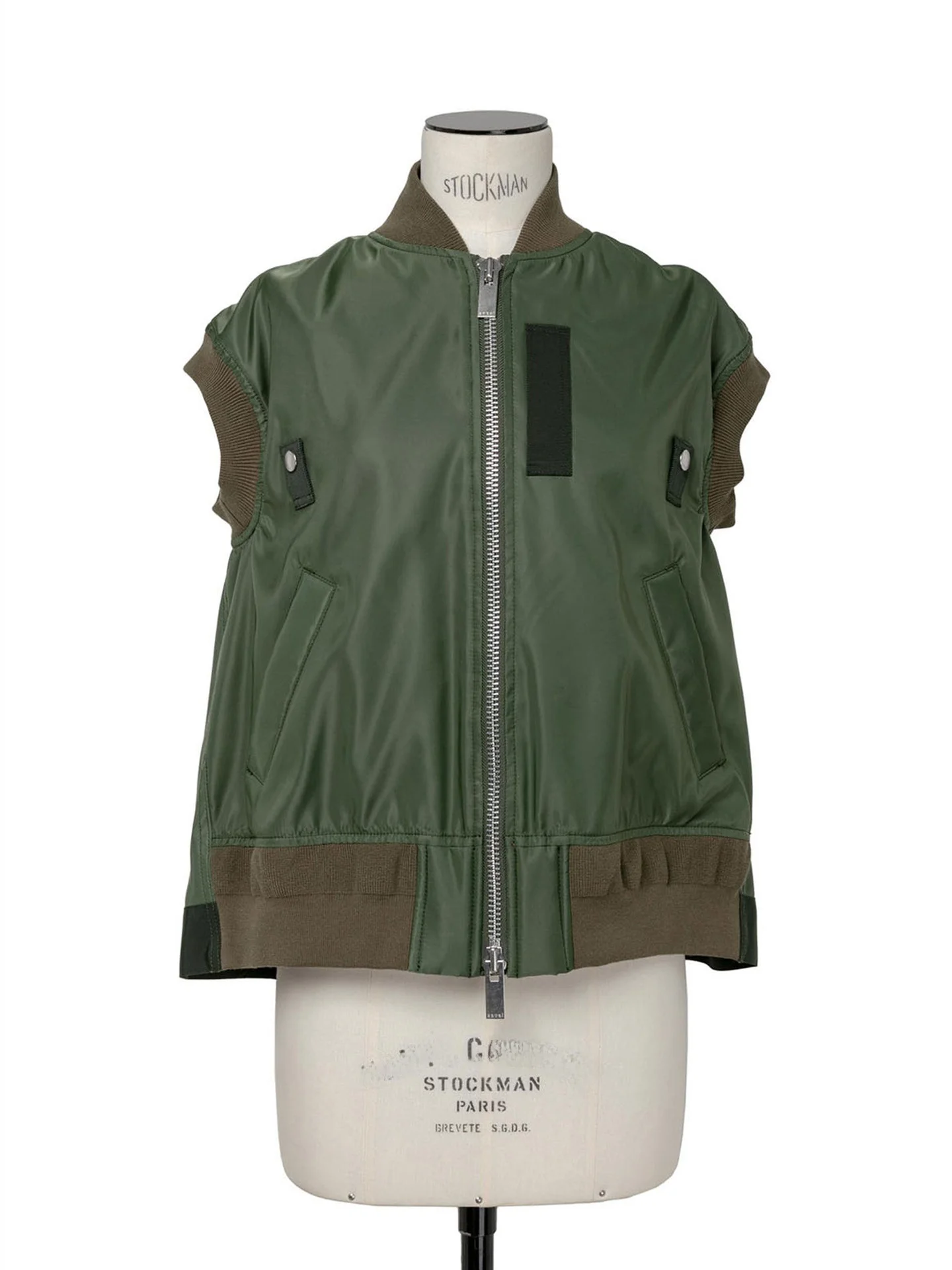 SACAI Nylon Zipper Vest Casual Patchwork Stand Collar Tank Top Women's Outerwear Spring 2026 Fashion Ladies' Sleeveless Jacket
