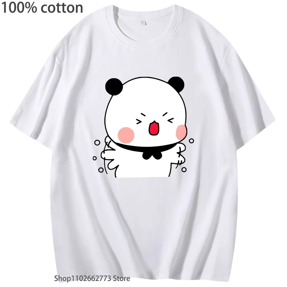

Футболка Bubu and Dudu Kawaii с рисунком панды Bear Love, мужские летние футболки, рубашка из 100% хлопка, женская одежда, рубашка Femme