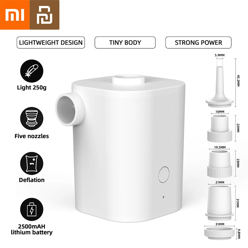 Xiaomi Youpin Pompa d'aria Compressore d'aria wireless Gonfiabile da campeggio Letti sgonfiabili Tappetini Anello da nuoto Mini gonfiatore esterno portatile