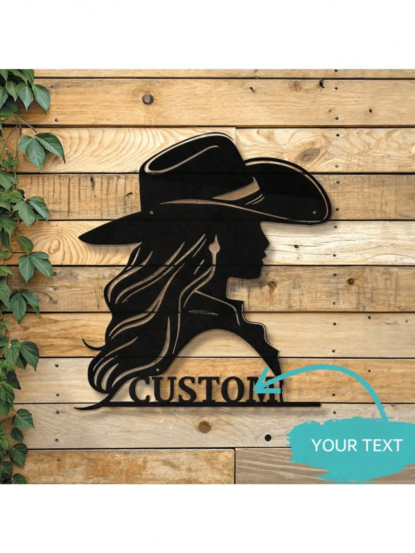 

Personalized Cowgirl Metal Wall Art Custom Name Farmhouse Decor for Home Indoor Outdoor Rustic Western Sign